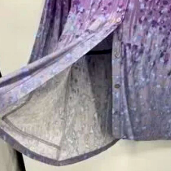 Lori Goldstein LOGO Ombre Button Front Long Sleeve Cardigan Purple Womens Small - Picture 13 of 14